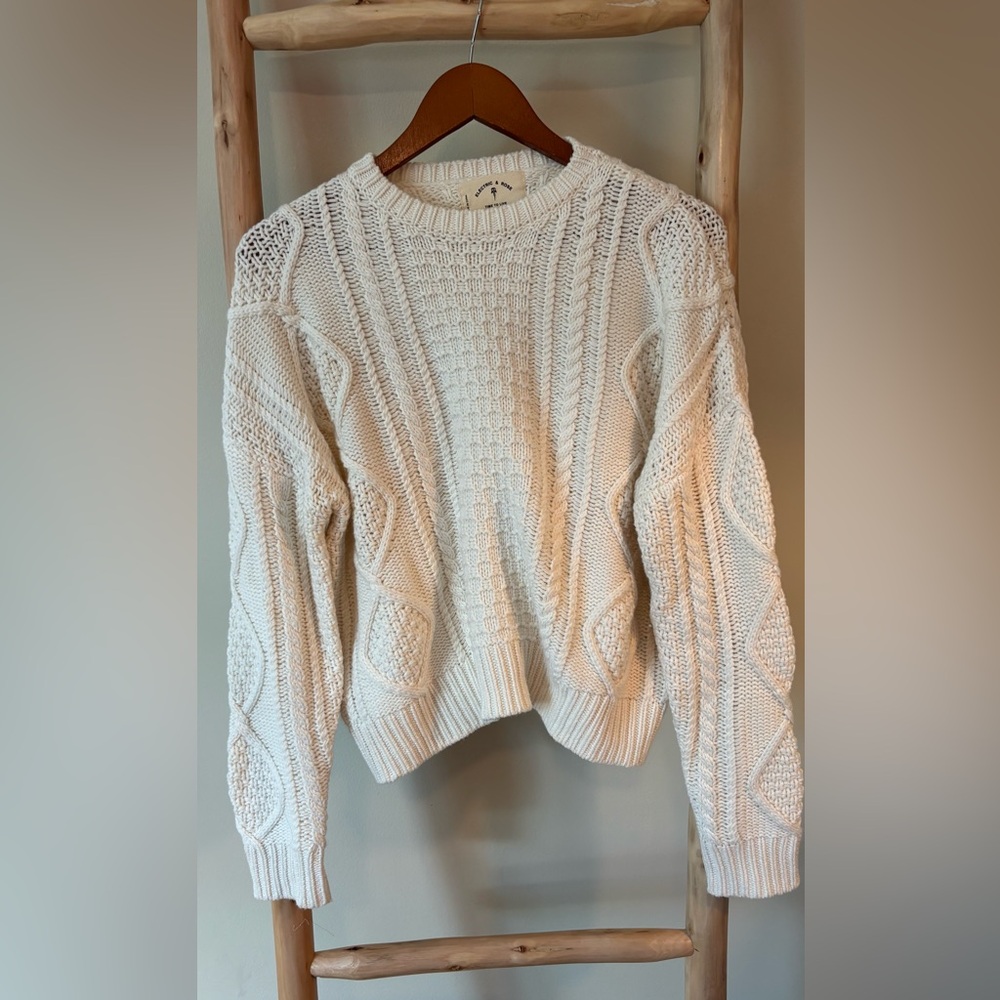 Electric & Rose Alice White Cable Knit Sweater